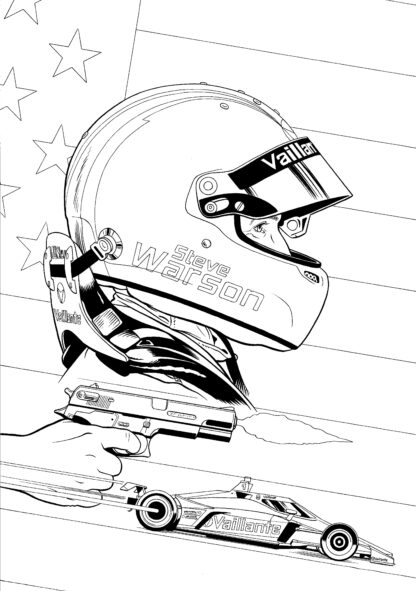 Illustration originale de l'ex-libris "Michel Vaillant - Rédemption" TT